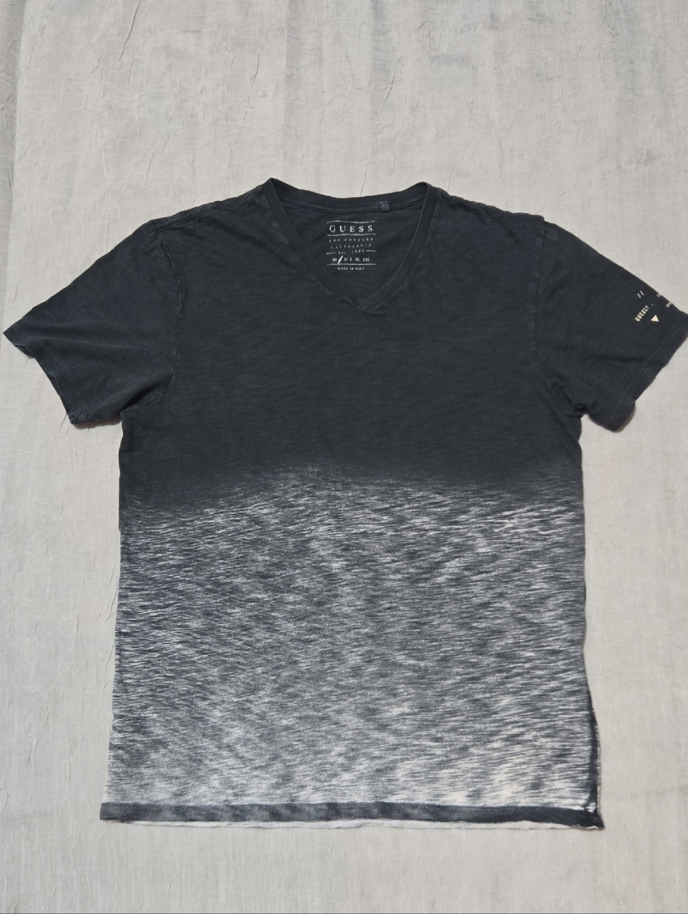 GUESS Men's Black to Gray Ombre V-Neck Tee